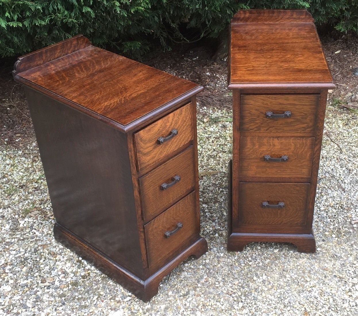 Fine Pair Of Arts Crafts Oak Bedside Cabinets Chests Seldom Seen