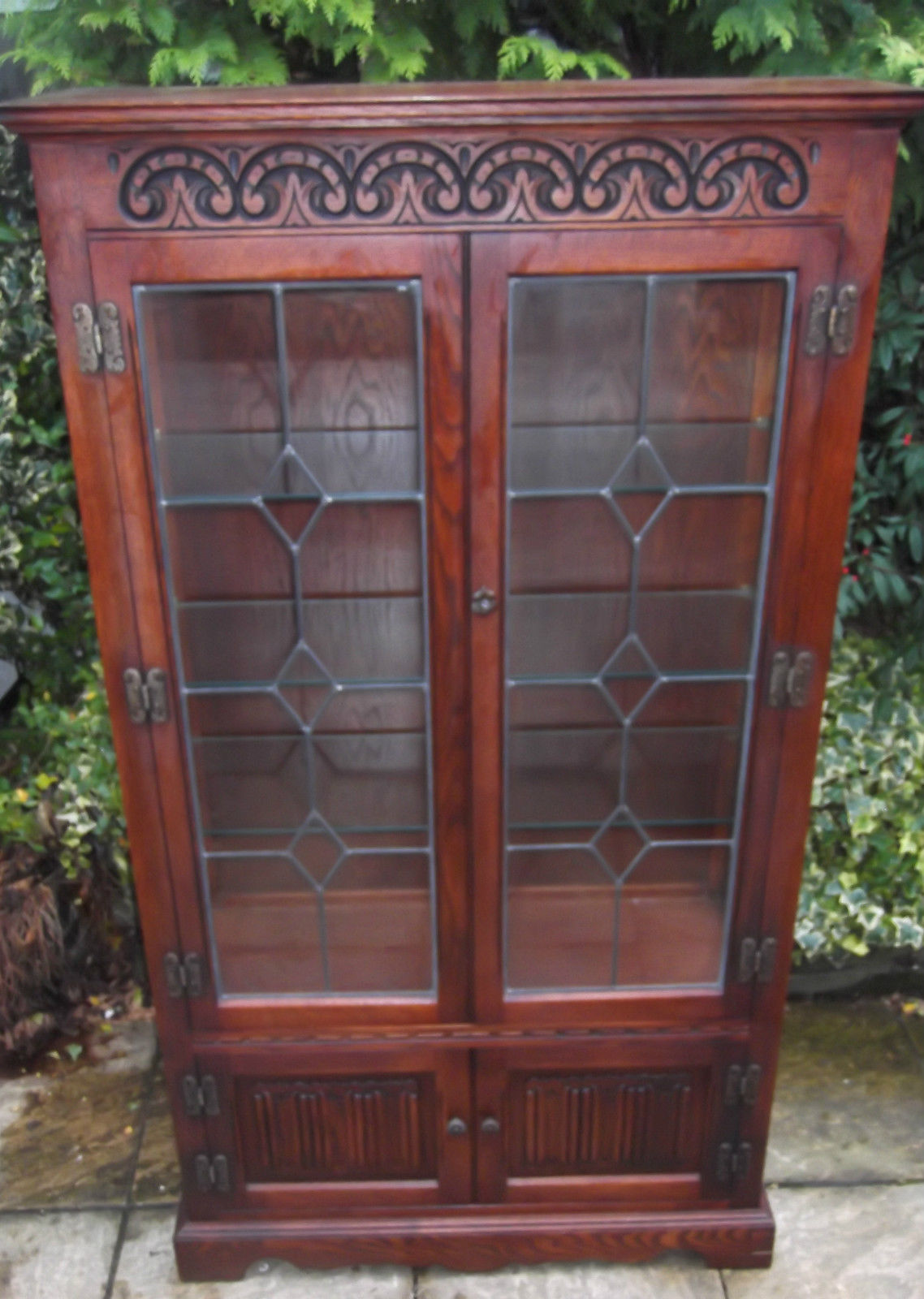 Superb Old Charm 2 Door Glazed Bookcase Cabinet Very Clean 2 Man